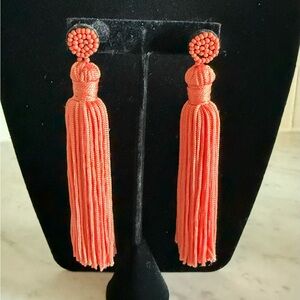 Elegant Coral Tassel Earrings